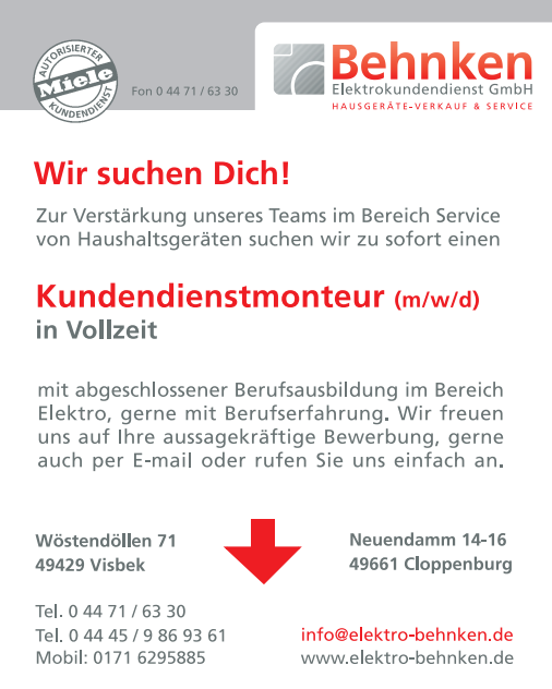 Stellenangebot Kundendienst Monteur