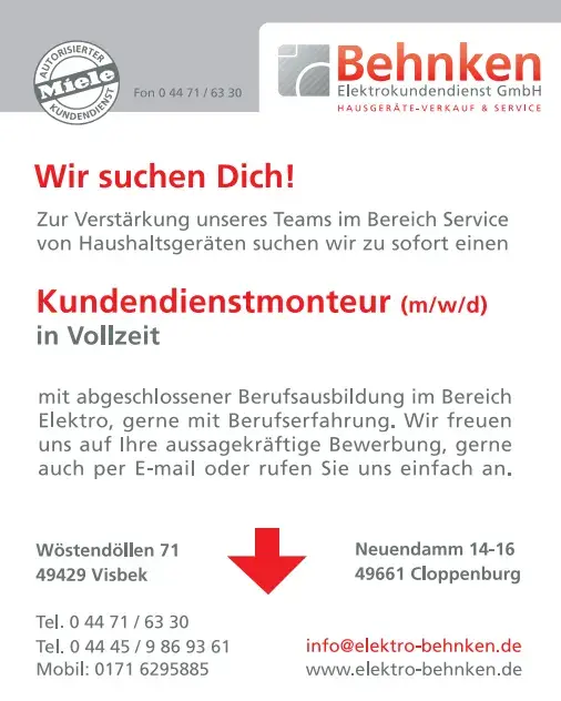 Stellenangebot Kundendienst Monteur